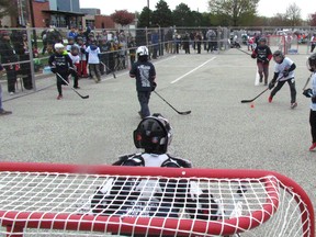 Action at April's Sarnia 3 on 3 Street Hockey Challenge is show in this file photo. The group, That Night in Sarnia, is taking over organizing the annual street hockey competition from Community Active Living Lambton. The 2018 event is expected to be held in June, at a location to be announced. (File photo/Sarnia Observer/Postmedia Network)