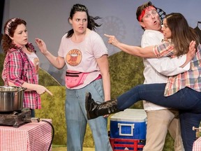 From left, Danielle Nicole, Franny McCabe-Bennett, Jeffrey Wetsch and Jane Spence star in Five Alarm at Port Stanley Festival Theatre. (Mark Girdauskas/Special to Postmedia News)