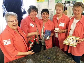 Jennifer Bell/For The Intelligencer
From left, BGH Auxiliary members Barbara Lewis, Linda Rutherford, convenor Doreen Cook, Marebeth Trottier and co-convenor Lois Garrison are five of the 45 women who keep the Opportunity Shop running smoothly on the Market Square.