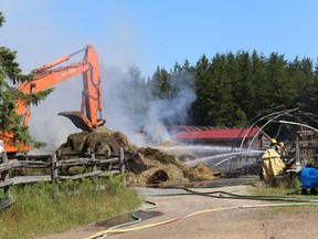 No people or animals were injured in a major barn fire in Hanmer on Friday, July 28, 2017. John Lappa/The Sudbury Star/Postmedia Network