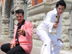 Local Elvis tribute artists Lance Dobinson (left) and Matthew Lawrence wowed the crowds at the Collingwood Elvis Festival in this file photograph from 2012. The tribute event returns to Collingwood this weekend. (File photo)
