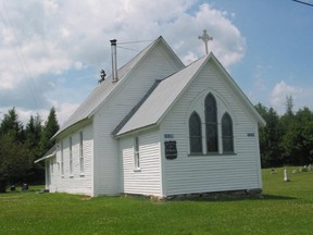This photo released by the New Brunswick RCMP shows St. Paul's Anglican Church in Kirkland, NB. (Royal Canadian Mounted Police)