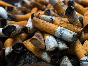 This file photo taken on April 18, 2016 shows smoked cigarettes in an ashtray on in Centreville, Virginia. PAUL J. RICHARDS/AFP/Getty Images
