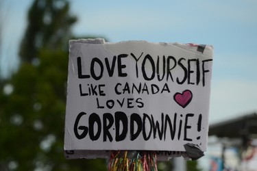 A positive message found on a totem during the Dashboard Confessional main stage set at the Wayhome Music & Arts Festival, Friday, July 28, 2017, at Burl's Creek Event Grounds in Oro-Medonte. Patrick Bales/Postmedia Network