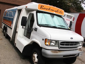 The Lambton County Library Bookmobile sits idle while remediation work related to a July 13 fire at the Sarnia Library continues. An unrelated excavation to find a water leak on the building's east side is expected to start early this week.