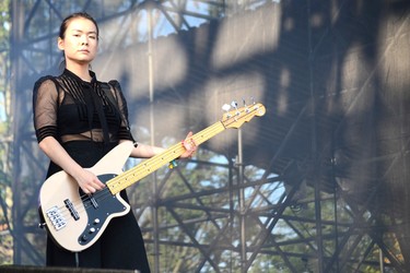 Mitski surveys the audience during her early evening set on the WayBright stage at the 2017 Wayhome Muisc & Arts Festival, held at Burl's Creek Event Grounds in Oro-Medonte.