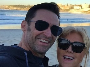 In this Instagram photo posted, the actor Hugh Jackman describes his wife Debora-Lee as his "beach babe." (Instagram/thehughjackman)