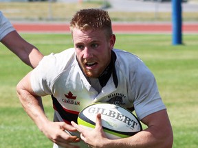 Wade Little scored two tries for the Belleville Bulldogs as the locals swept the Toronto Buccaneers in a TRU men's rugby doubleheader Saturday at MAS Park. (Submitted photo)
