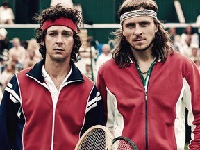 Actors Shia LaBeouf (left) and Sverrir Gudnason are shown in a scene from the film Borg/McEnroe. The biopic will open the Toronto International Film Festival. THE CANADIAN PRESS/HO-Julie Vrabelova