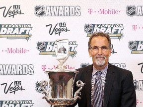 Head coach John Tortorella of the Columbus Blue Jackets poses after winning the Jack Adams Award as "the NHL coach adjudged to have contributed the most to his team's success" during the 2017 NHL Awards and Expansion Draft at T-Mobile Arena on June 21, 2017 in Las Vegas, Nevada. (Photo by Bruce Bennett/Getty Images)