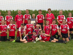 The Mitchell U13 soccer team won the league championship in Kintore July 22 with a 3-2 win over Kinkora. JEFF LOCKHART PHOTO