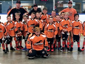 The Sarnia Tyke 1 Pacers lost 9-8 to the London Blue Devils in the Ontario Lacrosse Association's Zone 7 final in Windsor on the weekend. They'll play at the Ontario Lacrosse Festival on Aug. 6-8 in Whitby. The Pacers are, front row, left: Addison Robinson, Gavin Pavey, Lincoln Williamson, Braydon Groening, Tayze Scott, Quinn Carruthers, Austin Gandier, Roen Young, Cameron Jolicoeur, Cooper Kennedy, Colten Eede, Zac Mara, Barrett Hands, Calum White, Noal Grondin and Brody Young. Back row: coaches Connor smith, Shaun Kennedy and TJ Mara. Jeff Hands is absent. (Contributed Photo)