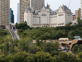Work continues on the funicular in downtown Edmonton on Monday, July 31, 2017. Codie McLachlan/Postmedia