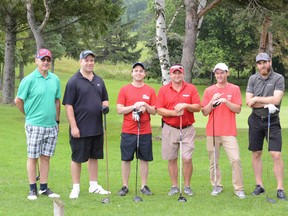 Team 14A was the winning team of the best ball tournament, and included celebrity golfer and NHL player Ryan O'Reilly (far right). (Photo courtesy of Janice Needham)