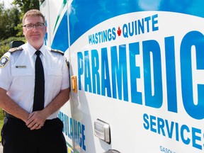 Taylor Bertelink/The Intelligencer
Doug Socha stands next to an ambulance at the Hastings-Quinte Paramedic Emergency Services building in Belleville on Tuesday.