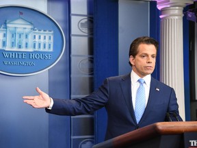 This file photo taken on July 21, 2017 shows Anthony Scaramucci, former White House communications director, during a press briefing at the White House in Washington. (Getty Images)