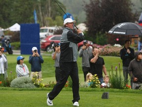 Wayne Gretzky take part in the Celebrity Pro-Am of the Syncrude Oil Country Championship at the Windermere Golf & Country Club in Edmonton August 1, 2017.