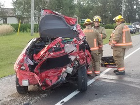 One person was killed in a four-vehicle crash on Highway 24 near Waterford on Tuesday, August 1, 2017. OPP photo