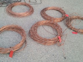 Headingley RCMP recovered a load of stolen copper wire after stopping a van being driven erratically on the Trans-Canada Highway in the RM of Headingley at the Perimetre Highway near Winnipeg, on Wednesday, July 26, 2017. HNADOUT/RCMP