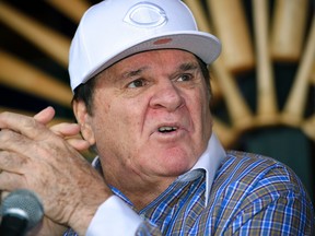 In this Dec. 15, 2015, file photo, former baseball player and manager Pete Rose speaks during a news conference in Las Vegas. (AP Photo/Mark J. Terrill, File)