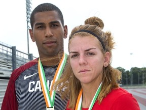 London decathlete Taylor Stewart and Caroline Ehrhardt a triple jumper, both won gold medals at the Francophone games in the Ivory Coast in Africa last week. (MIKE HENSEN, The London Free Press)