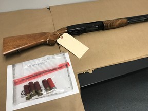 A shotgun was seized by Winnipeg police and three people were arrested. (WPS HANDOUT)