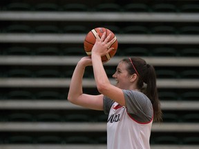 Bridget Carleton with the Senior Women's National Basketball Team practices at the Saville Centre on Tuesday August 1, 2017, in Edmonton.