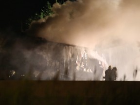 Emergency crews at the scene of a fatal crash on Hwy. 401 in Port Hope late Thursday, Aug. 3, 2017. (Pascal Marchand/Special to the Toronto Sun)