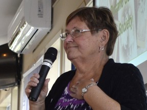 Linda Paterson talks to members of the Rotary Club of Chatham about the Kent Branch of the Ontario Genealogical Society. She and other volunteers with the organisation help people discover their family tree through detailed records and notes.