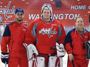 Former Sudbury Wolves goalie coach Scott Murray, left, has been promoted to head goalie coach for the Washington Capitals. Photo supplied