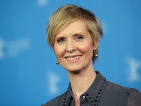 In this Sunday, Feb. 14, 2016 file photo, Actress Cynthia Nixon poses for the photographers during a photo call for the film 'A Quiet Passion' at the 2016 Berlinale Film Festival in Berlin, Germany, Cynthia Nixon’s name is being mentioned as a possible candidate for governor in New York, Friday, Aug. 4, 2017. (AP Photo/Michael Sohn, File)