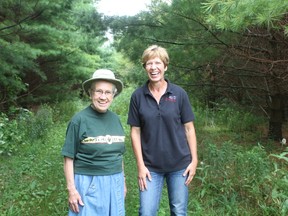 Marg Hulls, left, and Ruth Pugh are organizing a hike and horse ride respectively through the Trans Canada Trail to celebrate the trail’s completion. Dutton Dunwich was one of 200 communities selected to help celebrate the accomplishment. (Laura Broadley/Times-Journal)