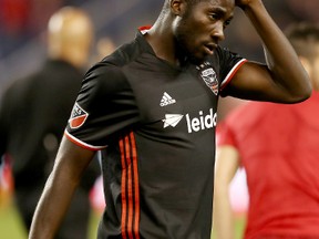 D.C. United’s Kofi Opare reacts to a loss against the New York Red Bulls earlier this season. (GETTY IMAGES)