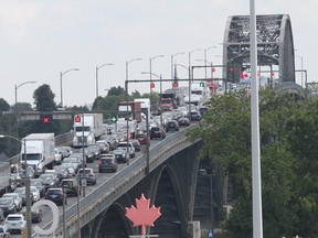 In this file photo, the Peace Bridge border crossing in Niagara Falls, ON is seen packed with trucks and cars. Mike DiBattista/Niagara Falls Review/Postmedia Network