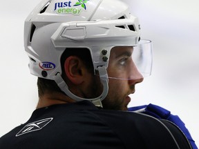 T.J. Brennan watches the play during Marlies practice at the Ricoh Coliseum in Toronto on May 6, 2014 ahead of their second round matchup against the Chicago Wolves. (Dave Abel/Toronto Sun)