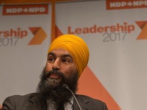 NDP leadership candidate Jagmeet Singh looks on at the 5th leadership debate in Saskatoon, SK on July 11, 2017. (Saskatoon StarPhoenix/Liam Richards)