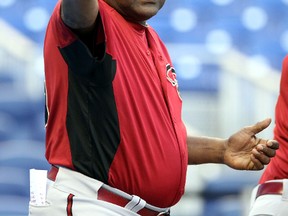 Coach Don Baylor of the Arizona Diamondbacks watches his team prepare to play against the Miami Marlins at Marlins Park on May 17, 2013 in Miami, Florida. (Marc Serota/Getty Images)