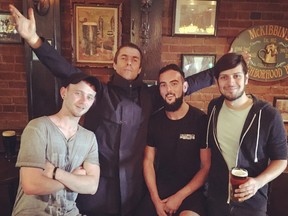 In this photo posted to Instagram, Oasis' Liam Gallagher is seen at McKibbin’s Irish Pub in Montreal, Quebec on August 6, 2017. (Instagram/benalexanderofficial)