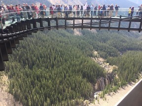 Lorne Gunter says the Glacier Skywalk between Banff and Jasper was packed with tourists earlier this summer. (LORNE GUNTER)