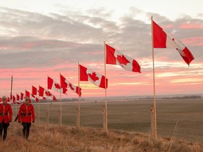 The Flags of Remembrance ceremony in Sylvan Lake, which is now in its fourth year. The ceremony honours Canada’s fallen soldiers and fundraises for Veterans Voices of Canada (Submitted photo | Veterans Voices of Canada).