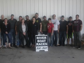 The Whitecourt Riverboat Association and its volunteers gathered to make final preparations on Aug. 2 for the upcoming jet boat races (Joseph Quigley | Whitecourt Star).
