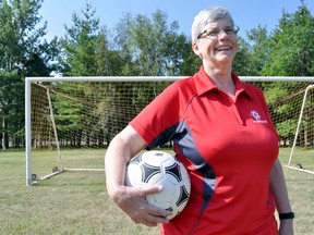 Fanshawe College professor and long-time soccer coach Linda Whitehead is in India participating in a festival called Our Bodies, Our Rights, Our Game. Organized in part by NGO Discover Football, the festival encourages young women to use sport to challenge restrictions on women's rights. (CHRIS MONTANINI\LONDONER\POSTMEDIA NETWORK)