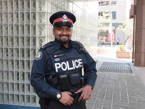Toronto Police Const. Niran Jeyanesan is shown in Toronto, Tuesday, Aug.8, 2017. A Toronto police officer who purchased a shirt and tie for an alleged shoplifter after learning the young man needed the clothing items for an upcoming job interview said Tuesday that he wanted to show kindness to someone who had fallen on hard times. (THE CANADIAN PRESS/HO-Toronto Police Service)