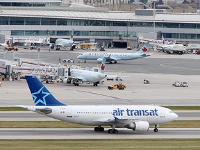 Air Transat plane at Toronto's Lester B. Pearson Airport, Thursday October 21, 2010. (Peter J. Thompson/National Post) (For Story by Scott Deveau/National Post/Financial Post) //NATIONAL POST STAFF PHOTO