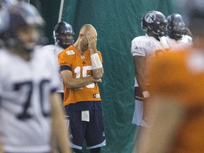 Toronto Argonauts QB Ricky Ray threw during practice on Tuesday, but his status for Friday’s game is still to be determined. (STAN BEHAL/Toronto Sun)