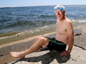 John Munro, a former marathon swimmer will be taking part in the Swim for Kids on Saturday August 19 to benefit Easter Seals Ontario and the Kingston Y Penguins in Lake Ontario off of Kingston's shore. He'll do a three kilometre open water swim with other volunteers. THere's also a 1.5 kilometre swim. Ian MacAlpine /The Whig-Standard/Postmedia Network