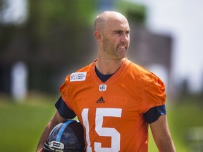 Toronto Argonauts quarterback Ricky Ray walks off the field after a practice at Downsview Park in Toronto on Aug. 9, 2017. (Ernest Doroszuk/Toronto Sun/Postmedia Network)