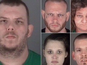 Steven Crumbley, Michael Baun, Melinda Zalneraitis, Gabrielle Price and Alexander Nowokunski were arrested after an investigation found drugs, firearms and Nazi propaganda in their possession. (Pasco County Sheriff's Office Photos)
