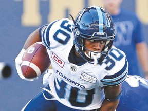 Argos' Martese Jackson is a threat to break any kick return but still plays second-fiddle to Stefan Logan of the Als. (Toronto Sun files)