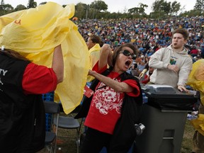 The wind kicks as an evacuation due to a storm forced the Edmonton Folk Music Festival to close at Gallagher Park in Edmonton on Thursday, August 10, 2017. Ian Kucerak / Postmedia